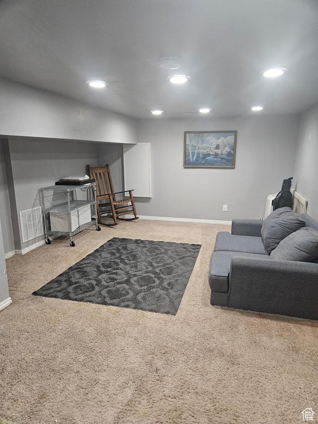 1060 E 30th S, Ogden, UT 84403 - carpeted living area featuring recessed lighting, baseboards, and visible vents