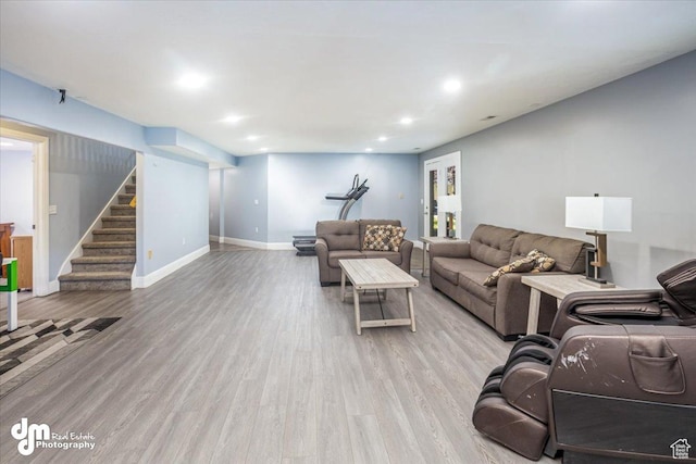 living room featuring light hardwood / wood-style floors