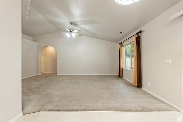 1040 S 1100 E Unit 85, St George, UT 84790 - carpeted empty room featuring vaulted ceiling and ceiling fan