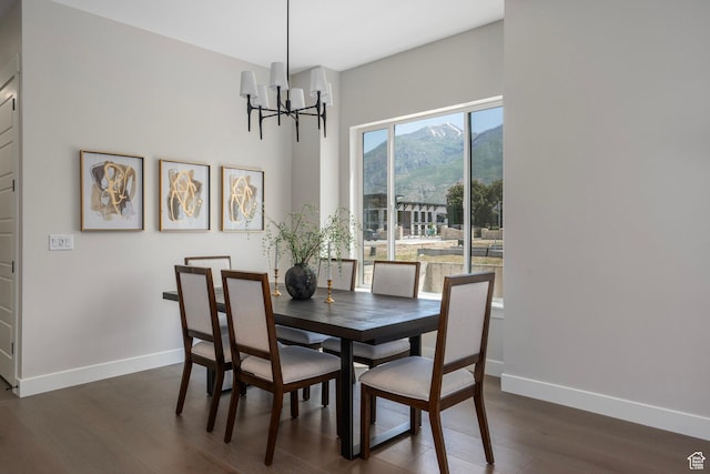 250 S Main St Unit 7, Alpine, UT 84004 - dining room with dark hardwood / wood-style flooring, a mountain view, and a notable chandelier