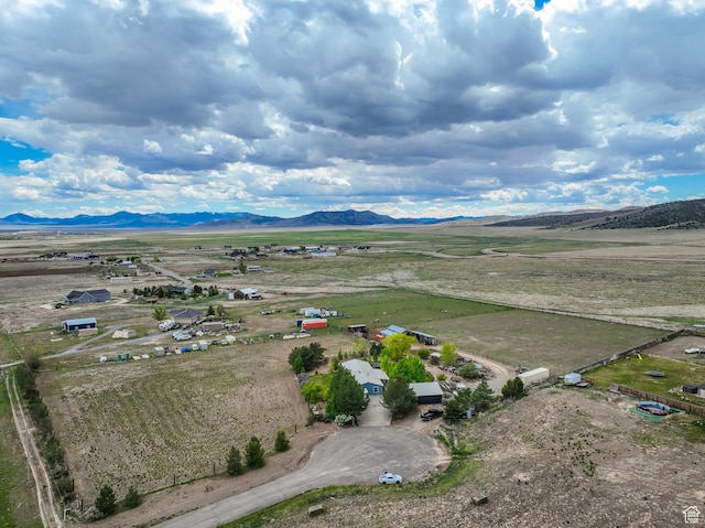 overview of rural landscape with a mountainous background