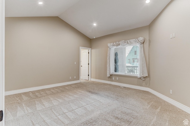 9924 N 6630 W Unit 9, Highland, UT 84003 - spare room featuring carpet, vaulted ceiling, and recessed lighting