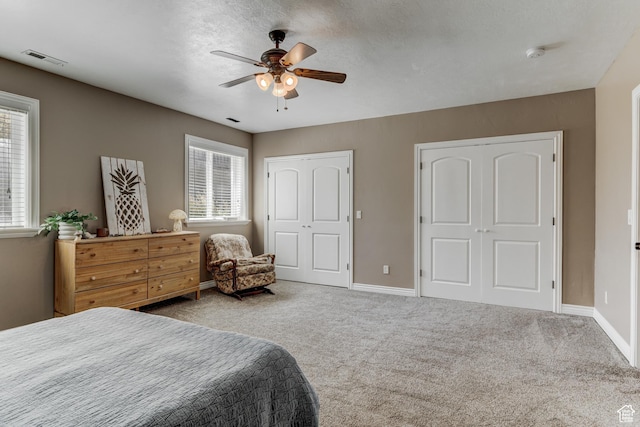 9924 N 6630 W Unit 9, Highland, UT 84003 - carpeted bedroom with multiple windows, two closets, and a ceiling fan
