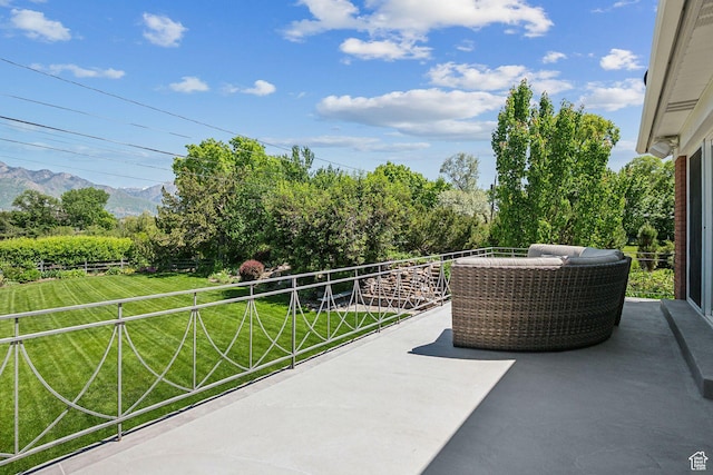 5419 S Kenwood Dr E, Salt Lake City, UT 84107 - view of patio / terrace with a balcony and a mountain view