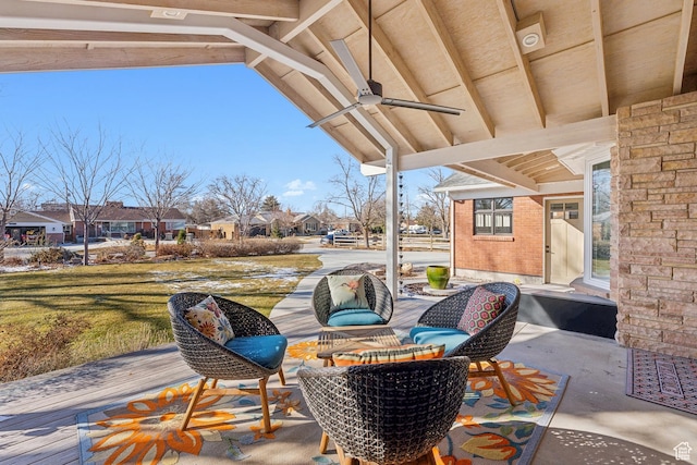5419 S Kenwood Dr E, Salt Lake City, UT 84107 - view of patio featuring ceiling fan and a residential view