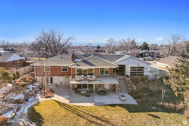 5419 S Kenwood Dr E, Salt Lake City, UT 84107 - back of house featuring a patio, a residential view, french doors, and a shingled roof