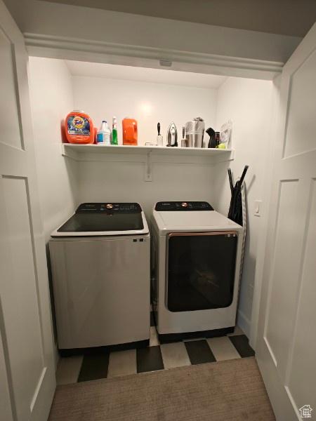 3469 S Bellrock Pl E Unit 5, South Salt Lake, UT 84115 - clothes washing area with washing machine and clothes dryer
