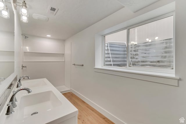 12972 S Cactus Berry Dr, Riverton, UT 84096 - bathroom with wood finished floors, a sink, visible vents, and baseboards
