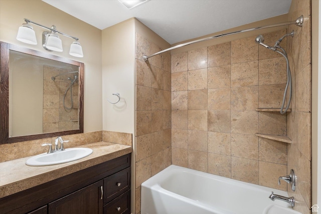 full bathroom with bathtub / shower combination and vanity