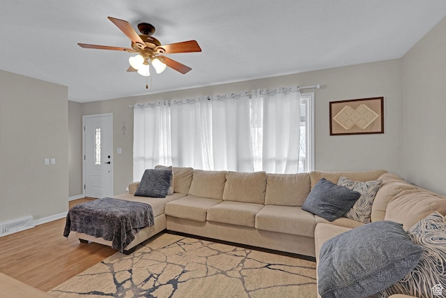 4868 S Ridgeline Dr, Washington Terrace, UT 84405 - living room featuring ceiling fan and light hardwood / wood-style floors