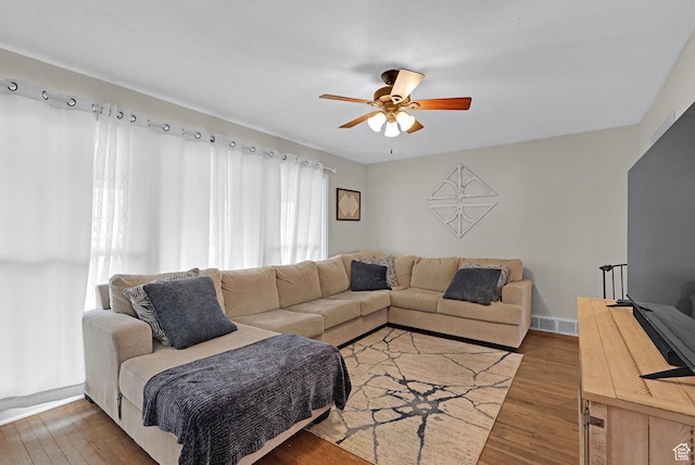 4868 S Ridgeline Dr, Washington Terrace, UT 84405 - living room with hardwood / wood-style floors and ceiling fan