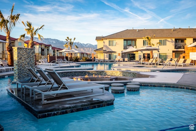 334 N 2020 W, Hurricane, UT 84737 - view of pool featuring a mountain view and a patio