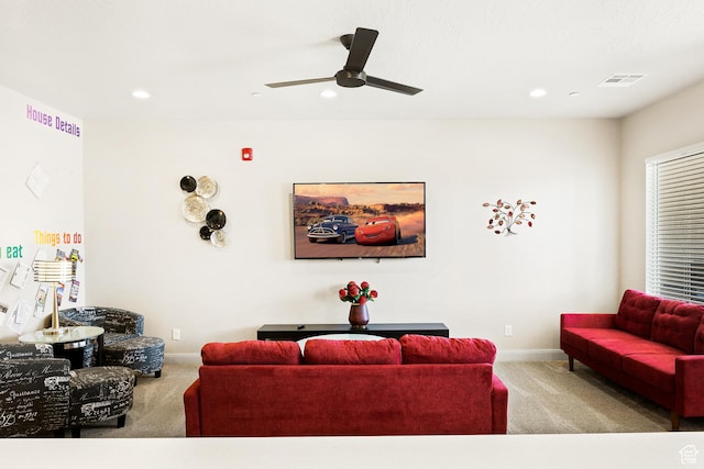 334 N 2020 W, Hurricane, UT 84737 - living room featuring ceiling fan and light carpet