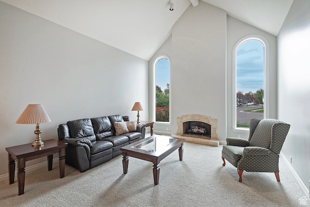 5845 Kerry Cir, Murray, UT 84107 - carpeted living room featuring high vaulted ceiling