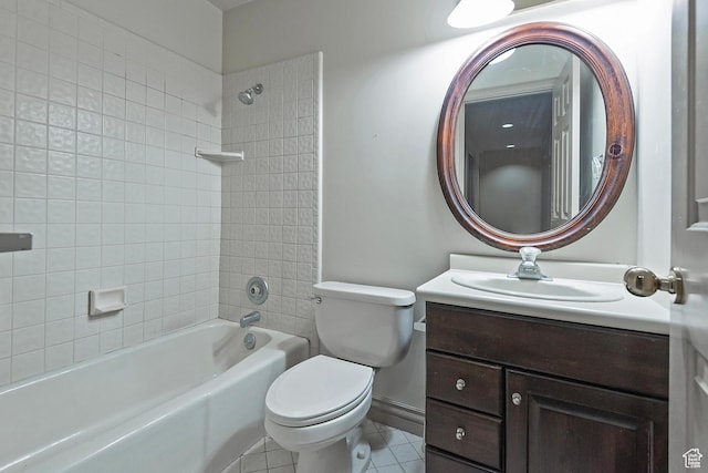 5845 Kerry Cir, Murray, UT 84107 - full bathroom featuring tile patterned floors, toilet, vanity, and tiled shower / bath