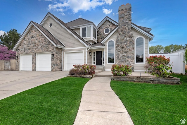 5845 Kerry Cir, Murray, UT 84107 - view of front of house featuring a garage and a front lawn
