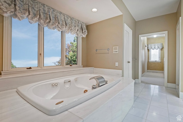 5845 Kerry Cir, Murray, UT 84107 - bathroom with tile patterned flooring and a relaxing tiled tub