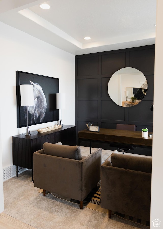 908 E 430 N Unit 18, Salem, UT 84653 - living room featuring light colored carpet and a raised ceiling