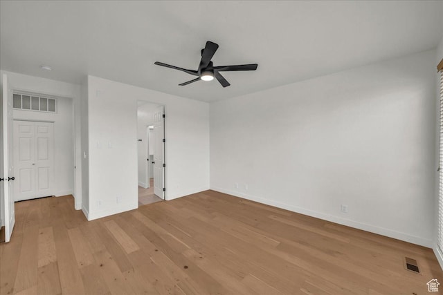 2255 N Tuweap Dr Unit 45, St George, UT 84770 - unfurnished bedroom featuring light wood-type flooring, baseboards, visible vents, and ceiling fan