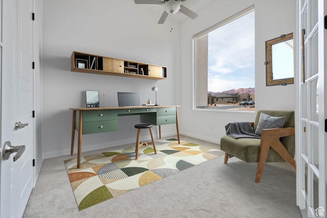617 W 280 S, Ivins, UT 84738 - carpeted home office featuring built in desk and ceiling fan