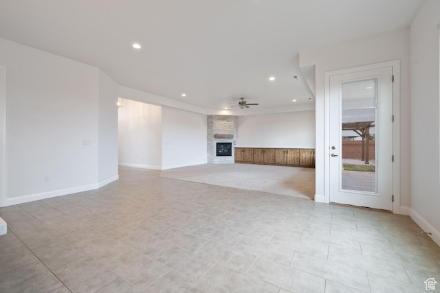 617 W 280 S, Ivins, UT 84738 - unfurnished living room featuring a fireplace and ceiling fan