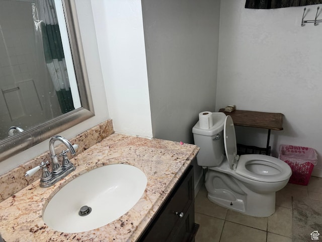1135 S State St E, Salt Lake City, UT 84111 - bathroom featuring tile patterned floors, vanity, toilet, and a shower with shower curtain
