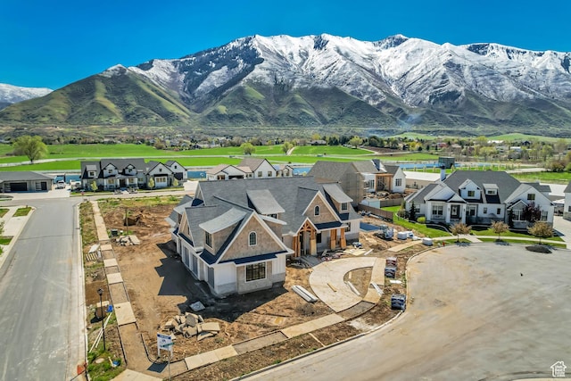 property view of mountains with a residential view