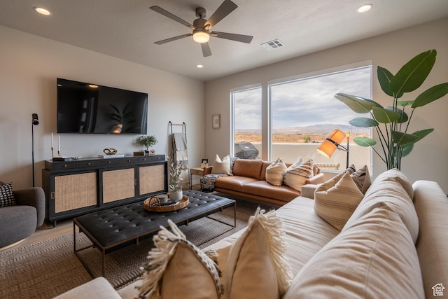5398 S Aquamarine Ln, St George, UT 84790 - living room with hardwood / wood-style floors and ceiling fan
