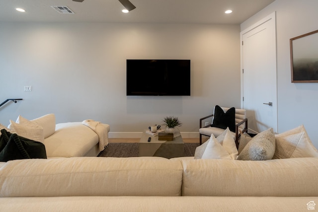 5398 S Aquamarine Ln, St George, UT 84790 - living room featuring wood-type flooring and ceiling fan