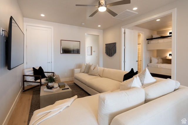 5398 S Aquamarine Ln, St George, UT 84790 - living room featuring hardwood / wood-style flooring and ceiling fan
