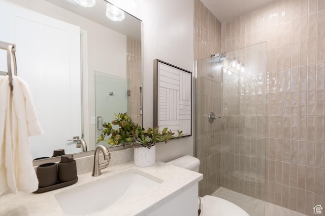 5398 S Aquamarine Ln, St George, UT 84790 - bathroom featuring toilet, vanity, and an enclosed shower