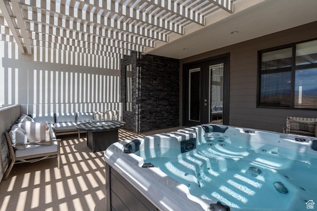 5398 S Aquamarine Ln, St George, UT 84790 - view of patio / terrace with a pergola and a hot tub