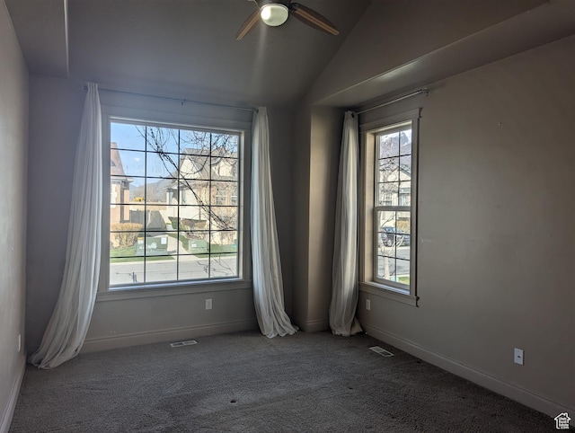 3006 E Somerset Dr, Spanish Fork, UT 84660 - empty room featuring carpet floors, a wealth of natural light, ceiling fan, and visible vents