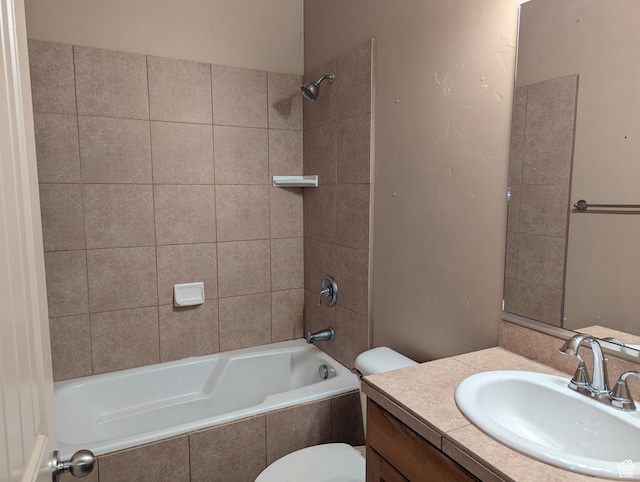 3006 E Somerset Dr, Spanish Fork, UT 84660 - bathroom with toilet, vanity, and shower / bathtub combination