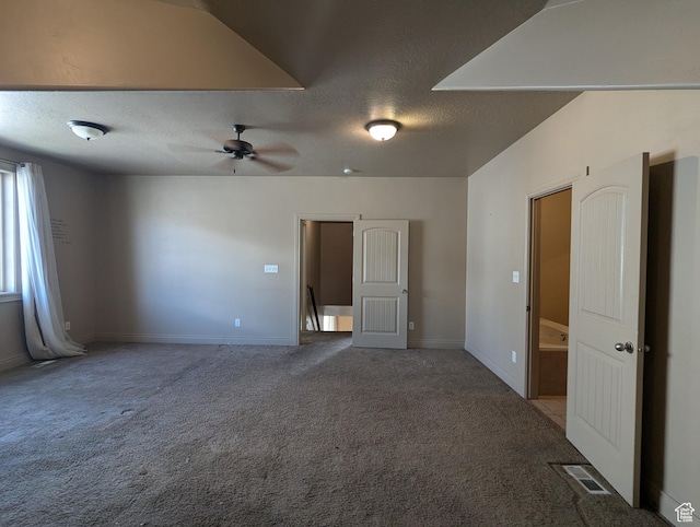 3006 E Somerset Dr, Spanish Fork, UT 84660 - empty room with visible vents, baseboards, a ceiling fan, a textured ceiling, and carpet flooring