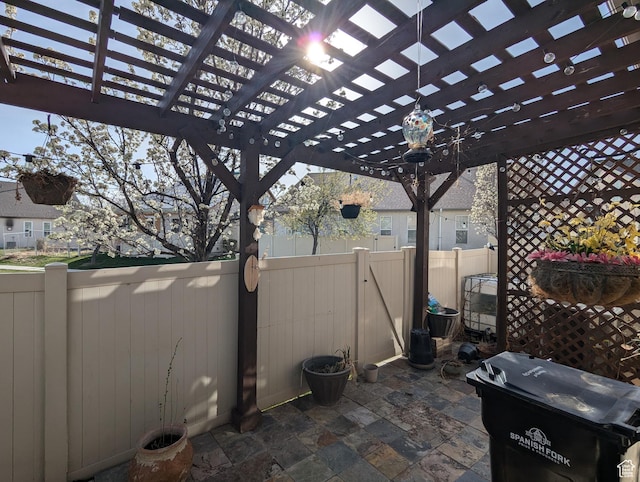 3006 E Somerset Dr, Spanish Fork, UT 84660 - view of patio / terrace with a fenced backyard and a pergola