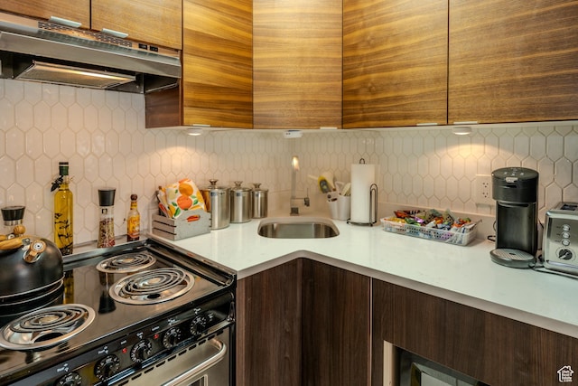 1940 Prospector Ave Unit 108, Park City, UT 84060 - kitchen featuring sink, range with electric cooktop, and tasteful backsplash