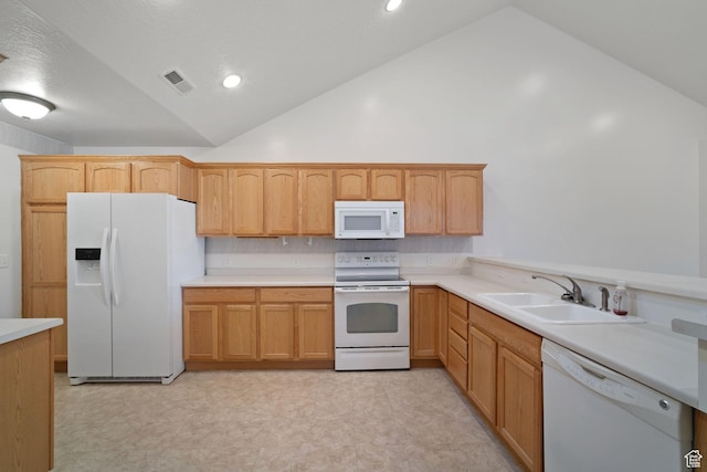 131 S 1900 W Unit U2, Lehi, UT 84043 - kitchen featuring visible vents, a sink, white appliances, light countertops, and light floors