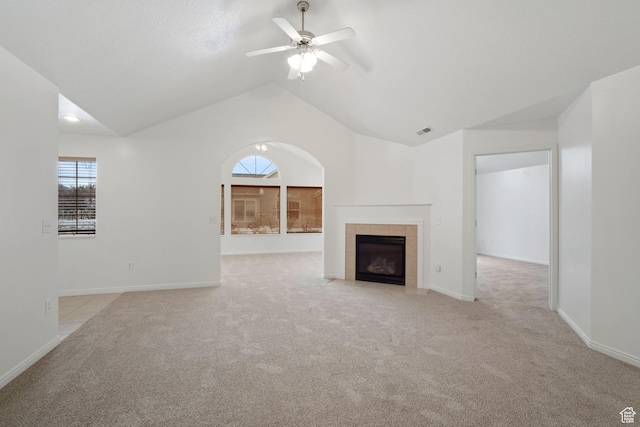 131 S 1900 W Unit U2, Lehi, UT 84043 - unfurnished living room featuring a wealth of natural light, visible vents, lofted ceiling, and light carpet