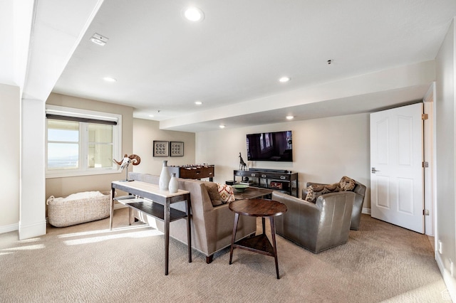 2845 S Wood Hollow Way, Bountiful, UT 84010 - living area with light colored carpet, recessed lighting, and baseboards
