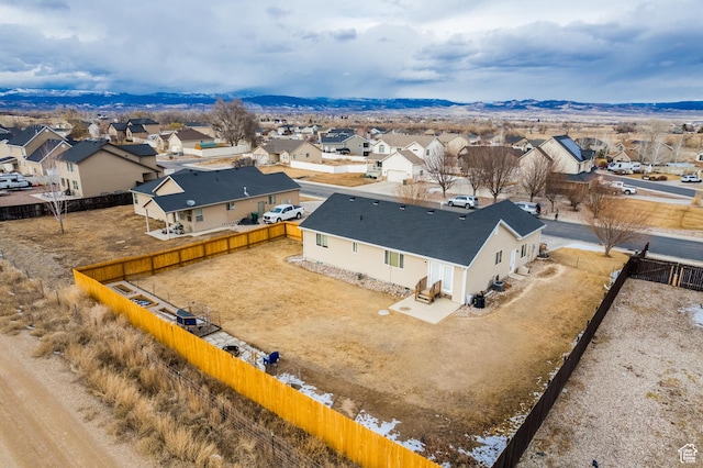 bird's eye view with a mountain view