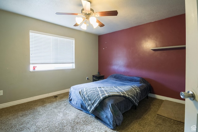 bedroom with carpet and ceiling fan