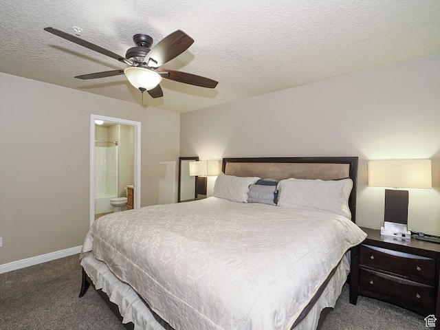 7058 S Greensand Dr, West Jordan, UT 84084 - carpeted bedroom featuring a textured ceiling, ceiling fan, and ensuite bath