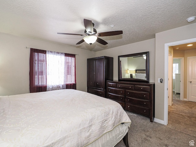 7058 S Greensand Dr, West Jordan, UT 84084 - carpeted bedroom featuring a textured ceiling and ceiling fan