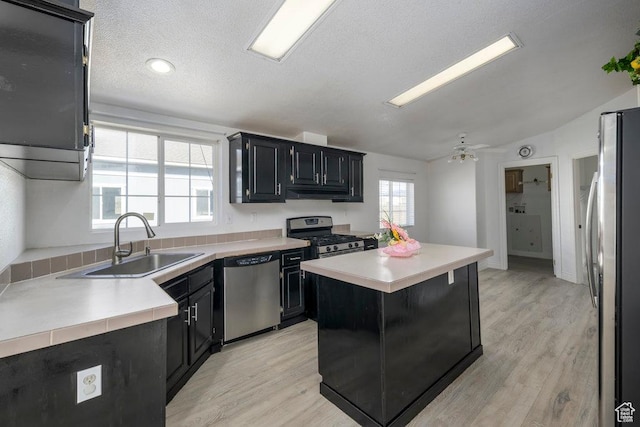 115 E 470 N, Centerfield, UT 84622 - kitchen featuring a sink, dark cabinetry, stainless steel appliances, and light countertops
