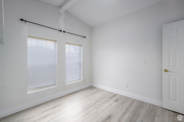 115 E 470 N, Centerfield, UT 84622 - spare room featuring baseboards, lofted ceiling with beams, and light wood-style flooring