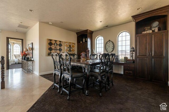 2024 W 450th Cir S, St George, UT 84770 - dining space featuring a textured ceiling, visible vents, and baseboards