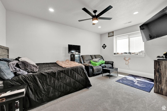 2673 S 4950 W, Taylor, UT 84401 - bedroom featuring carpet, visible vents, ceiling fan, and recessed lighting