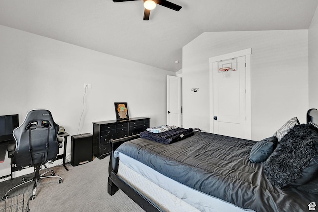 2673 S 4950 W, Taylor, UT 84401 - bedroom with vaulted ceiling, carpet floors, and ceiling fan