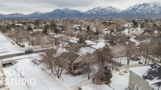 3013 W Alta Peak Rd, South Jordan, UT 84095 - snowy aerial view featuring a residential view and a mountain view